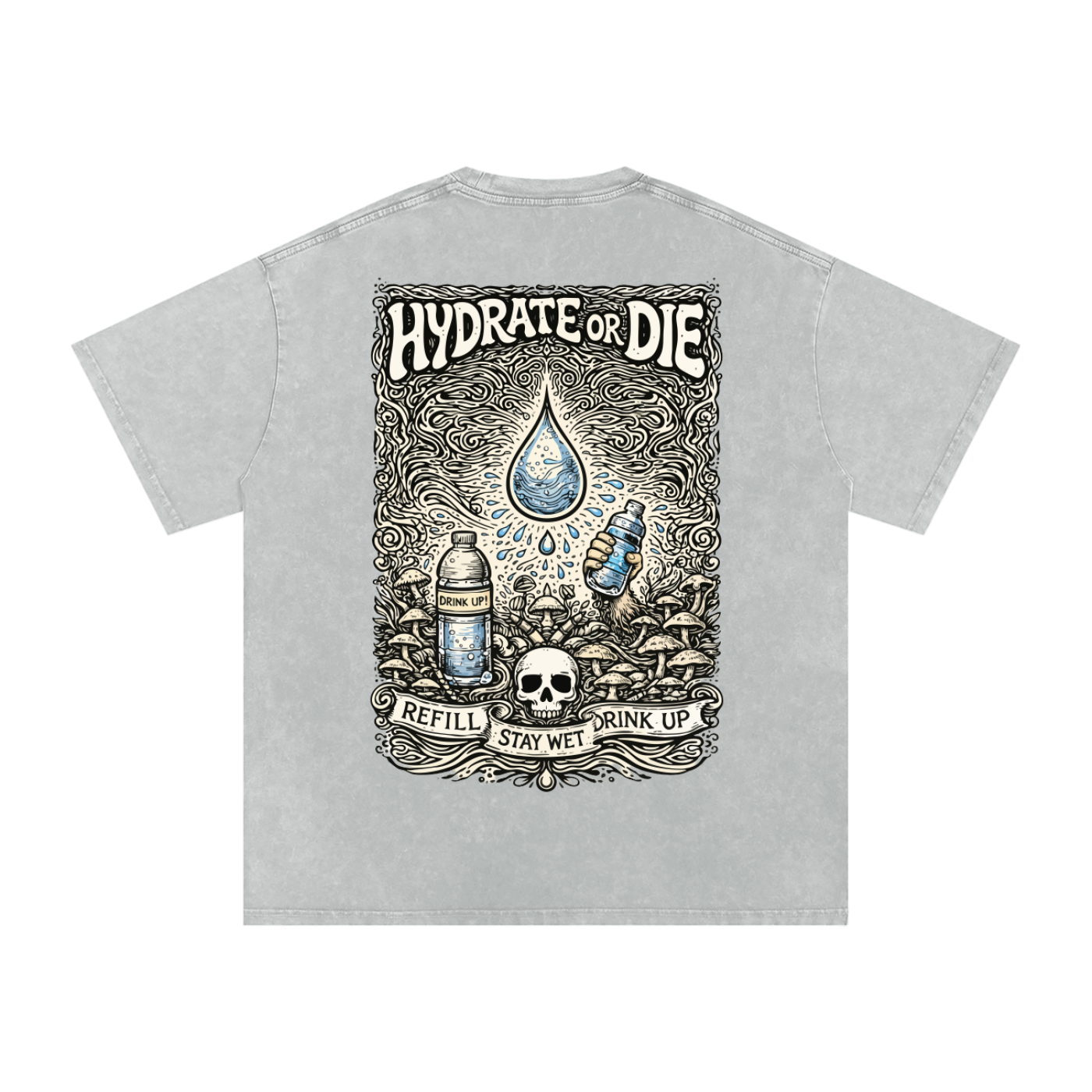 Stay Hydrate Oversized Vintage T-Shirt in Light Gray alternate view by Rave Uniform
