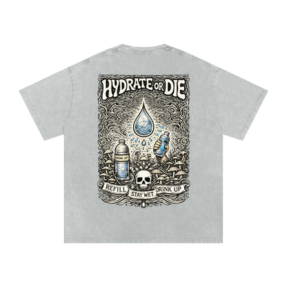 Stay Hydrate Oversized Vintage T-Shirt in Light Gray alternate view by Rave Uniform