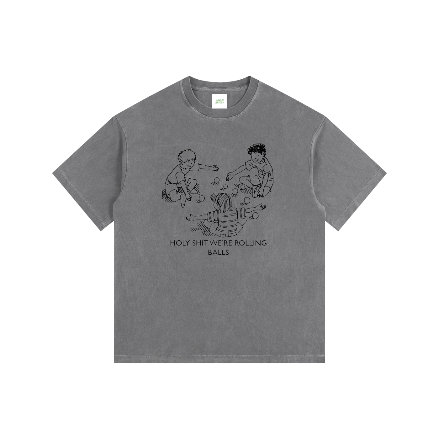 Rolling Balls Oversized T-Shirt in Gray by Rave Uniform