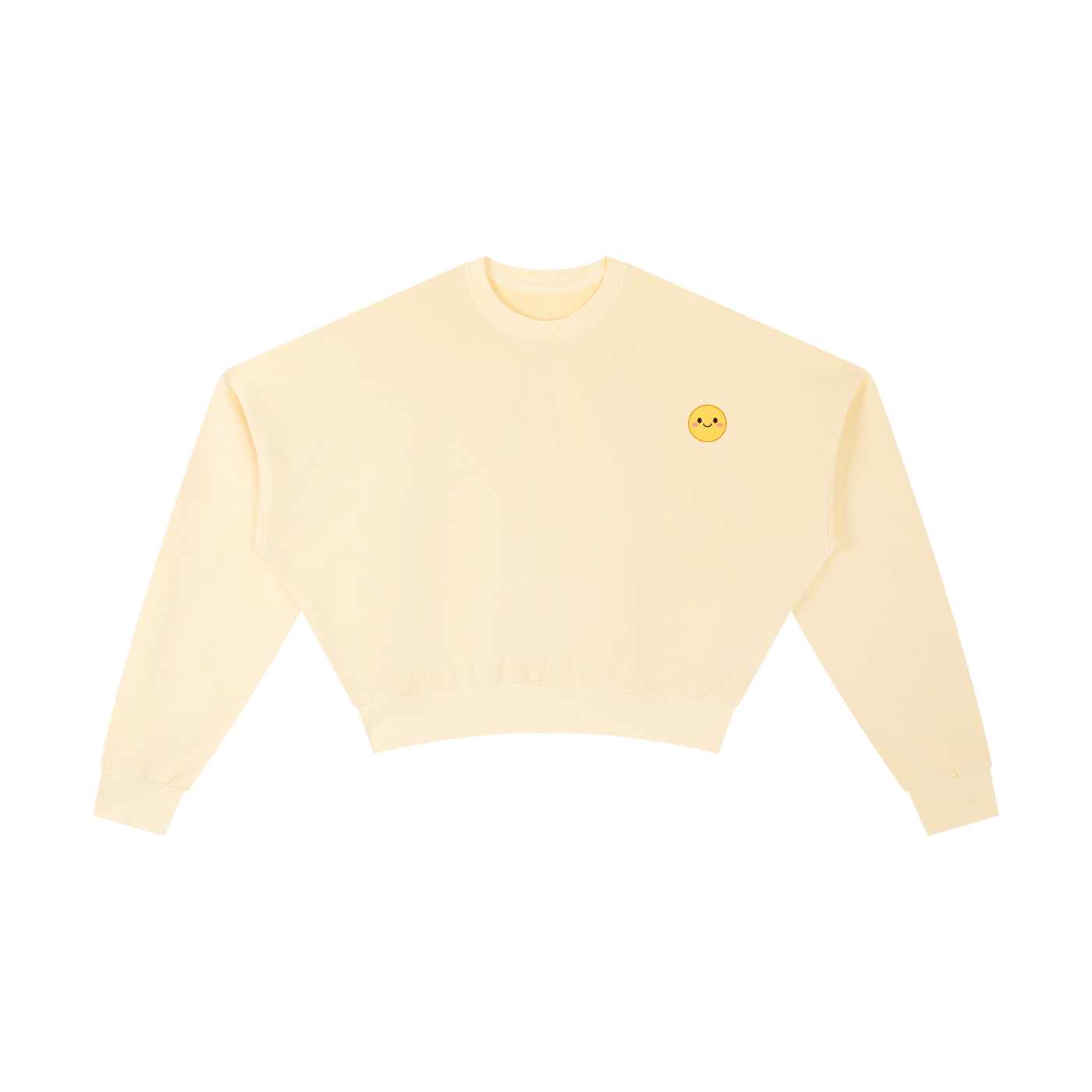 Smiley Cropped Clinched Waist Sweater in Apricot by Rave Uniform
