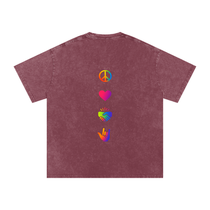 PLUR Oversized Vintage T-Shirt in Red detail view by Rave Uniform