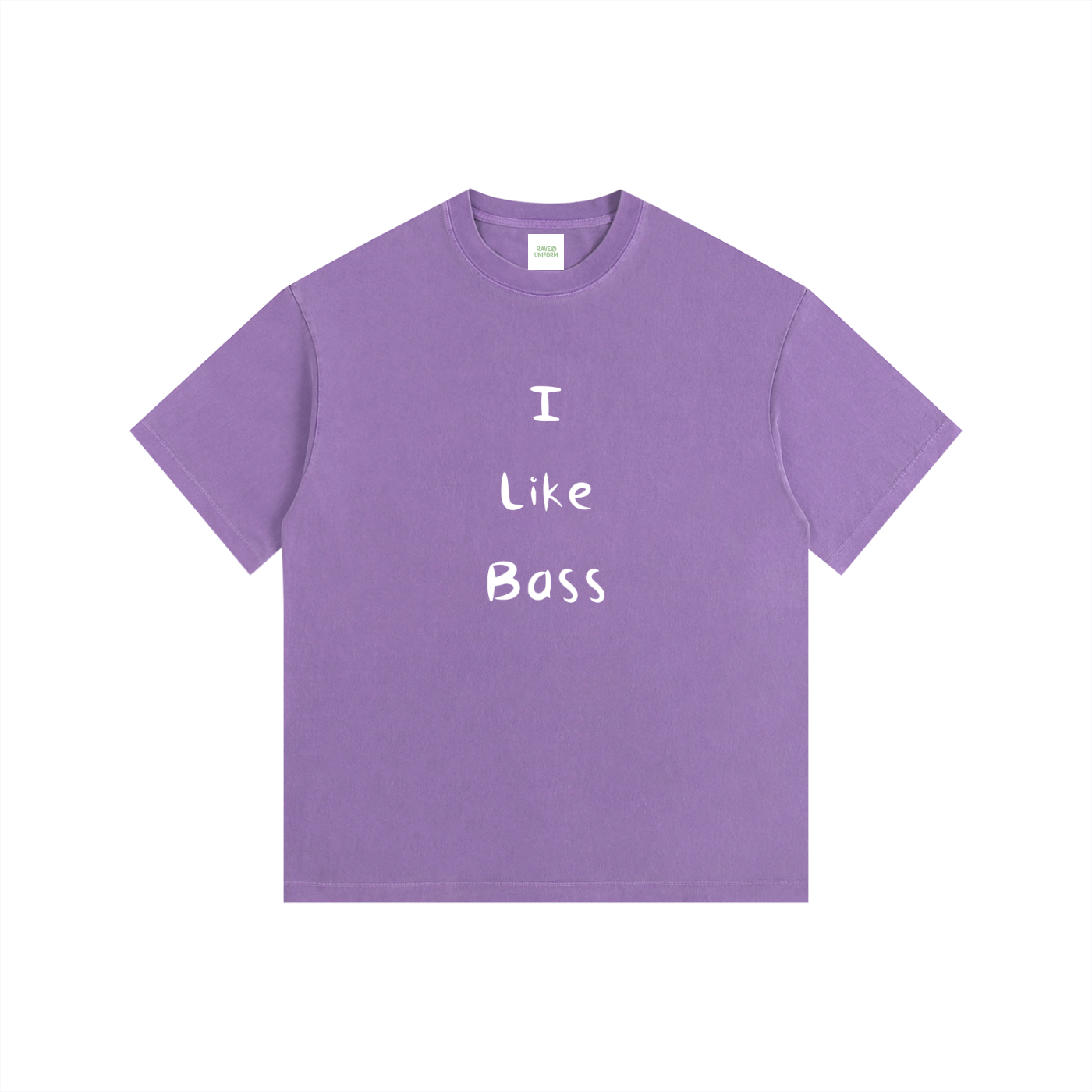 I Like Bass Oversized T-Shirt in Purple detail view by Rave Uniform