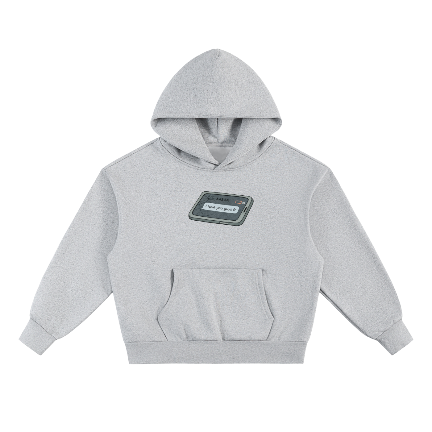 Love U Heavyweight Hoodie in Flower Gray by Rave Uniform