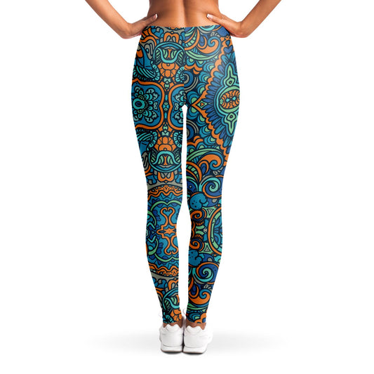 Tropical Island Leggings, back, on model