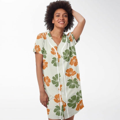 Floral Breeze Baseball Jersey Dress, front, on model