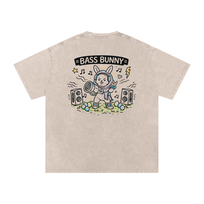 Bass Bunny Oversized Vintage T-Shirt in Apricot alternate view by Rave Uniform