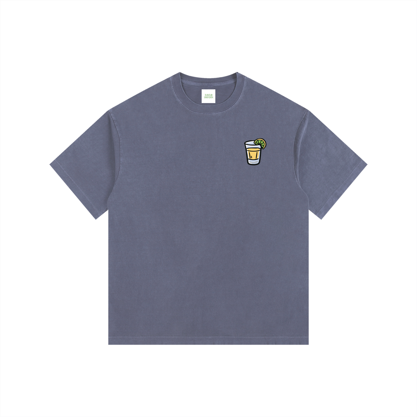 Techno & Tequila Oversized T-Shirt in Navy Blue detail view by Rave Uniform