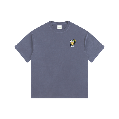 Techno & Tequila Oversized T-Shirt in Navy Blue detail view by Rave Uniform