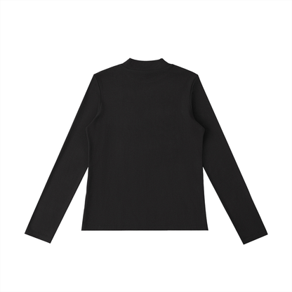 Essential Mock Neck Long Sleeve T-Shirt in Black alternate view by Rave Uniform