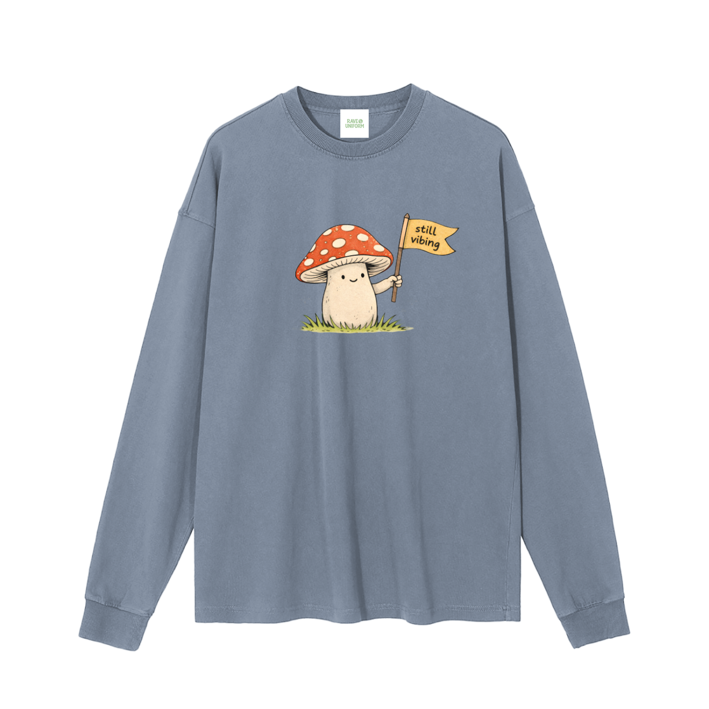 Still Vibin' Long Sleeve T-Shirt in Gray Blue by Rave Uniform