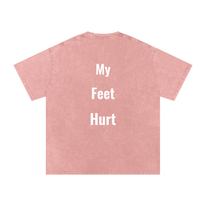 Feet Hurt Oversized Vintage T-Shirt in Light Pink detail view by Rave Uniform