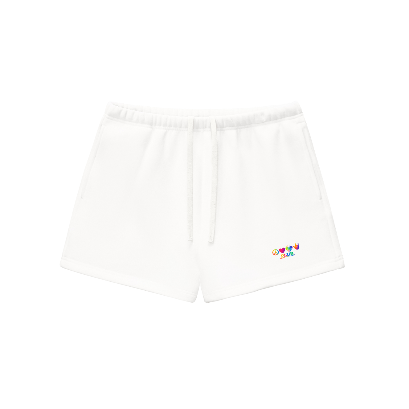 PLUR Cotton Shorts in White by Rave Uniform