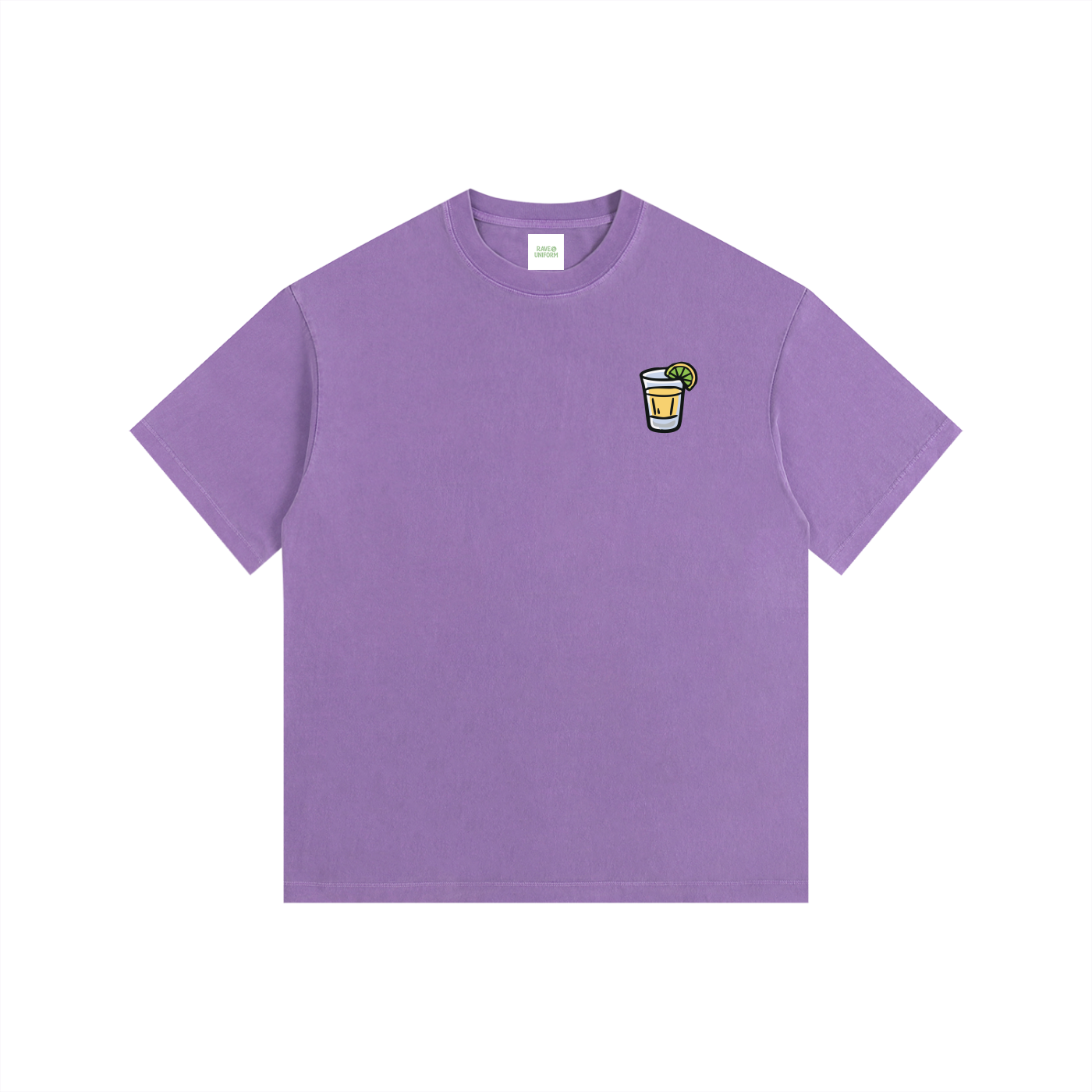 Techno & Tequila Oversized T-Shirt in Purple detail view by Rave Uniform