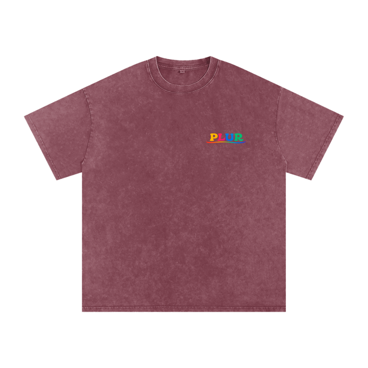 PLUR Oversized Vintage T-Shirt in Red detail view by Rave Uniform