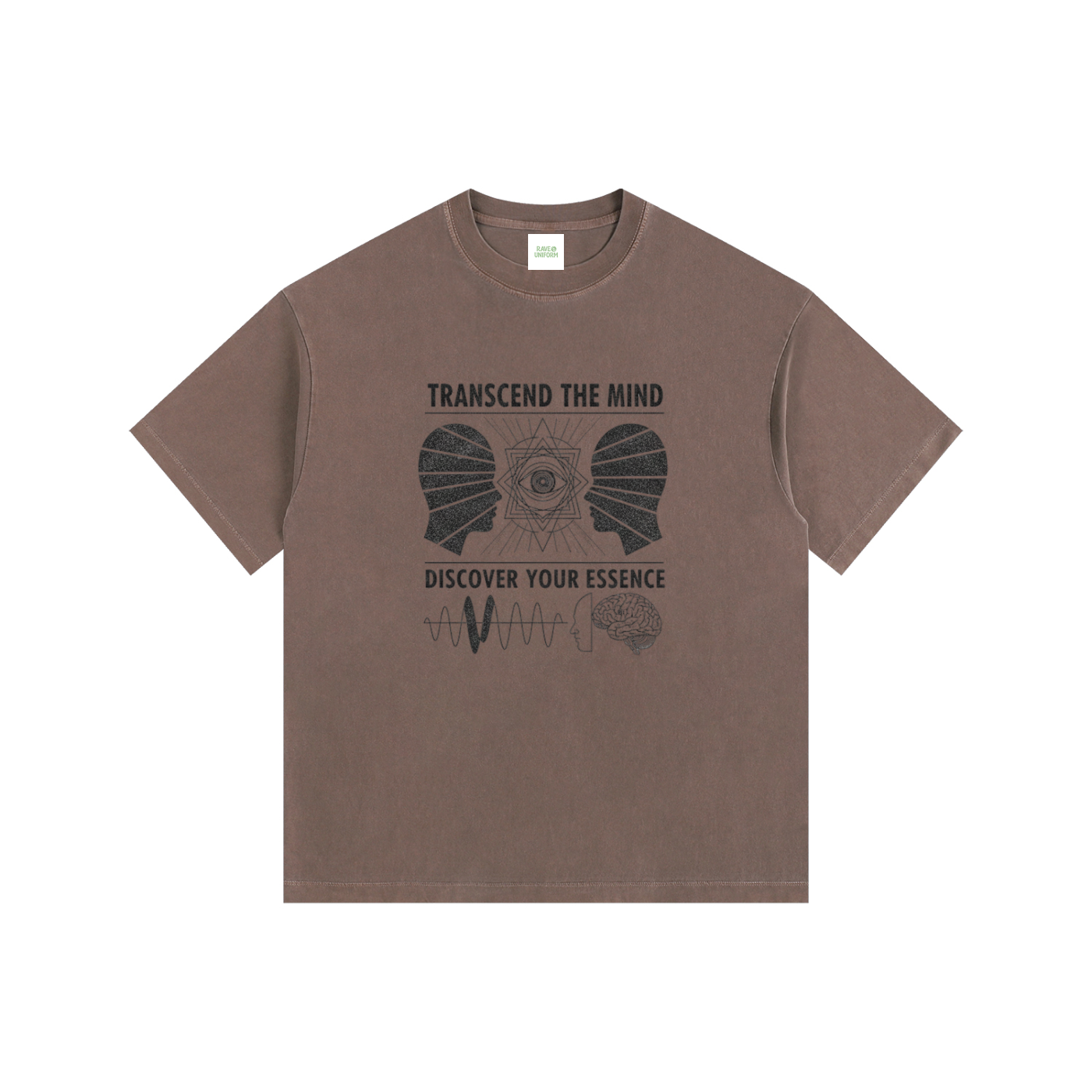 Free The Mind Oversized T-Shirt in Coffee detail view by Rave Uniform