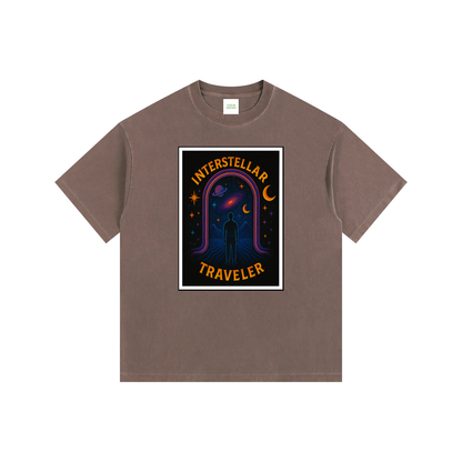 Interstellar Traveller Oversized T-Shirt in Coffee detail view by Rave Uniform
