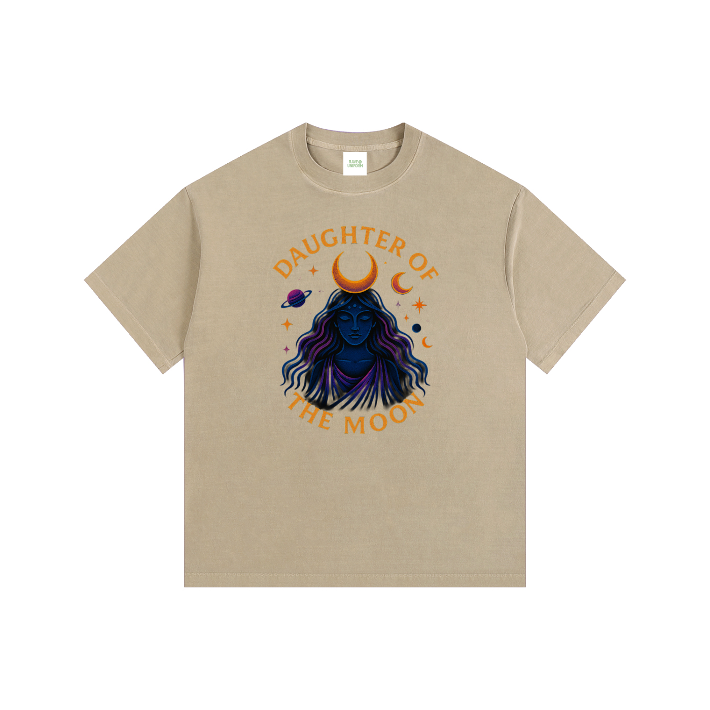 Daughter of The Moon Oversized T-Shirt in Khaki by Rave Uniform