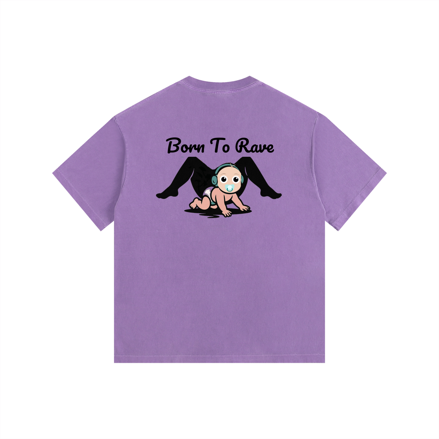 Born to Rave Oversized T-Shirt in Purple detail view by Rave Uniform