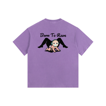 Born to Rave Oversized T-Shirt in Purple detail view by Rave Uniform
