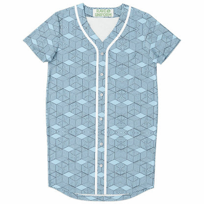 Geometric Cubes Baseball Jersey Dress, front, flat lay