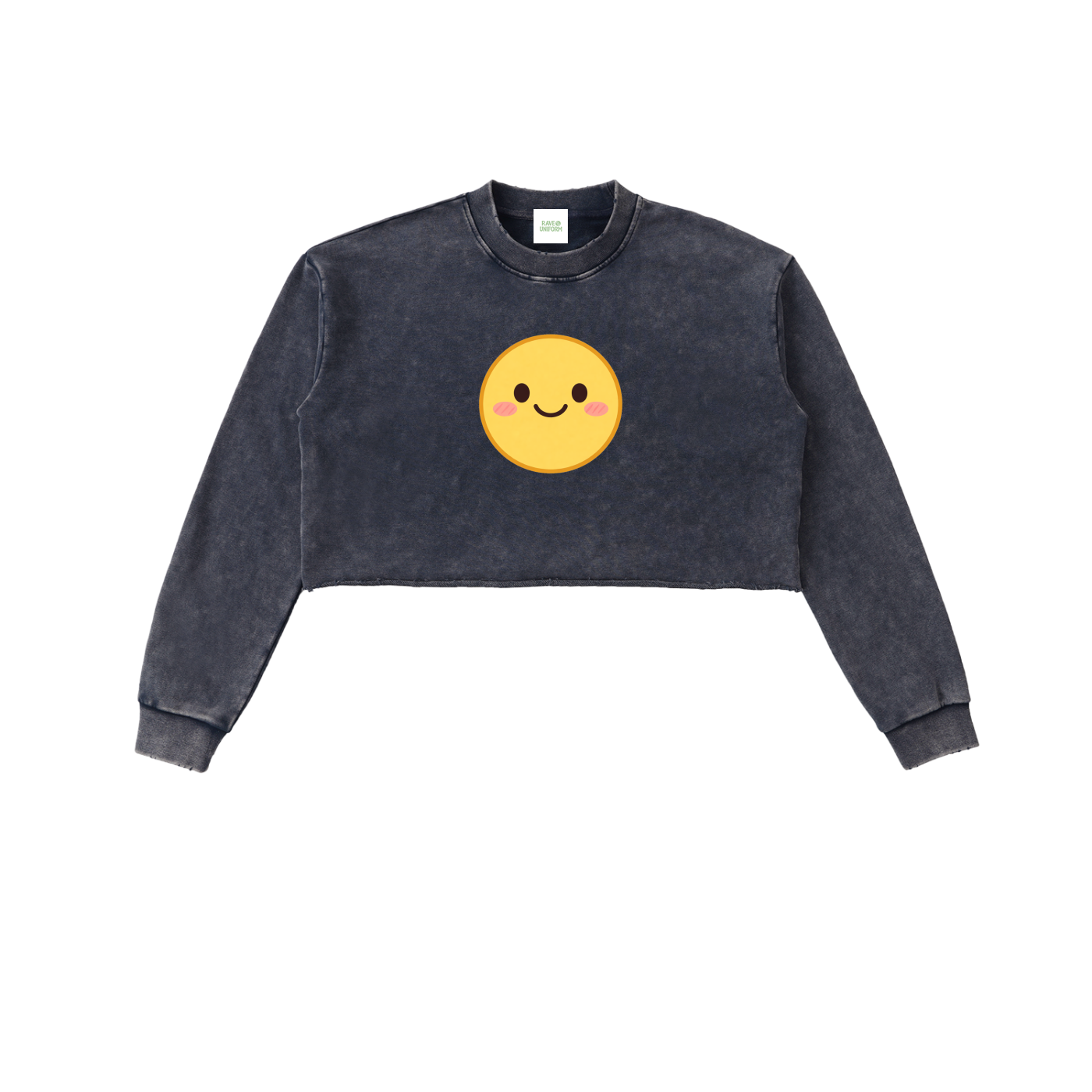 Smiley Cropped Sweatshirt in Royal Blue by Rave Uniform