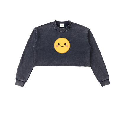 Smiley Cropped Sweatshirt in Royal Blue by Rave Uniform