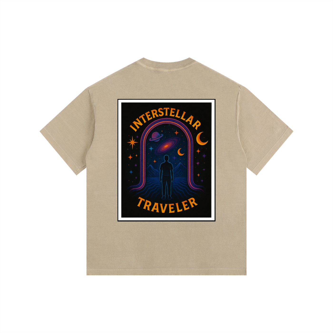 Interstellar Traveller Oversized T-Shirt in Khaki alternate view by Rave Uniform