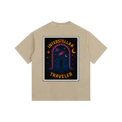 Interstellar Traveller Oversized T-Shirt in Khaki alternate view by Rave Uniform