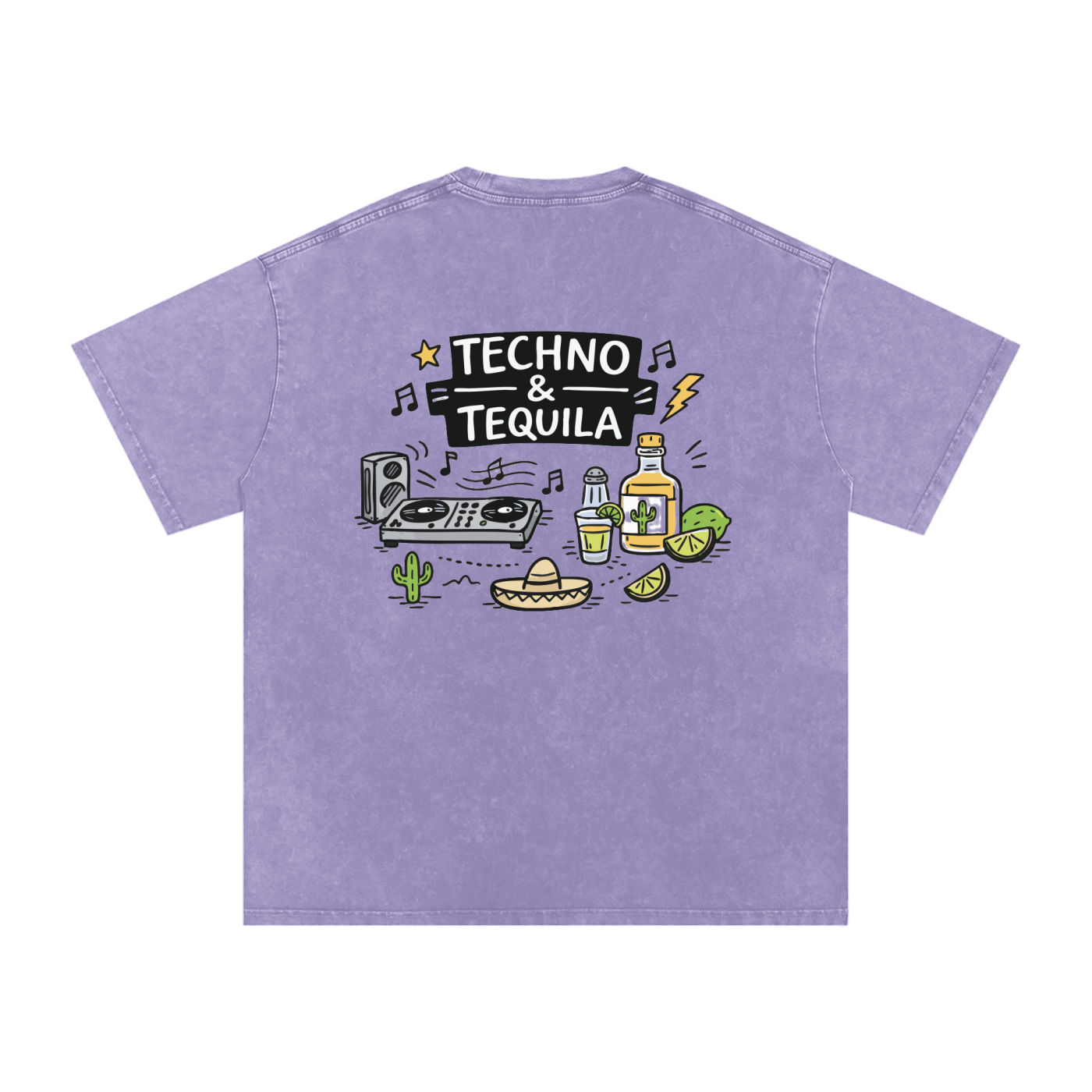 Techno & Tequila Vintage Oversized T-Shirt - Rave Streetwear View