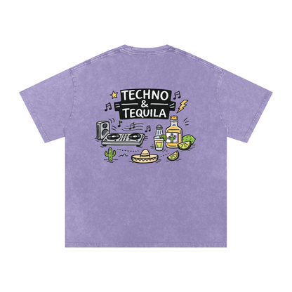 Techno & Tequila Vintage Oversized T-Shirt - Rave Streetwear View