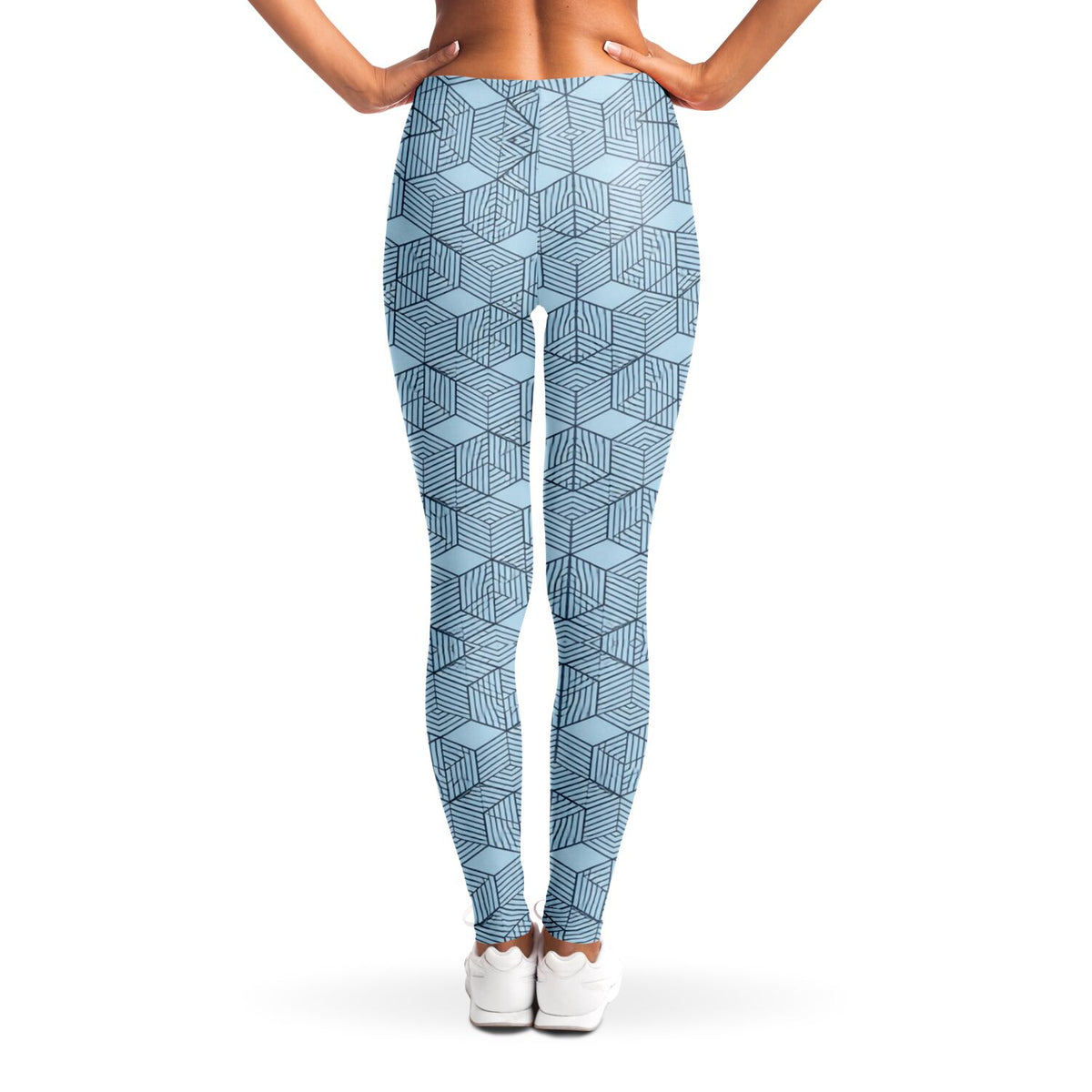 Geometric Cubes Leggings, back, on model