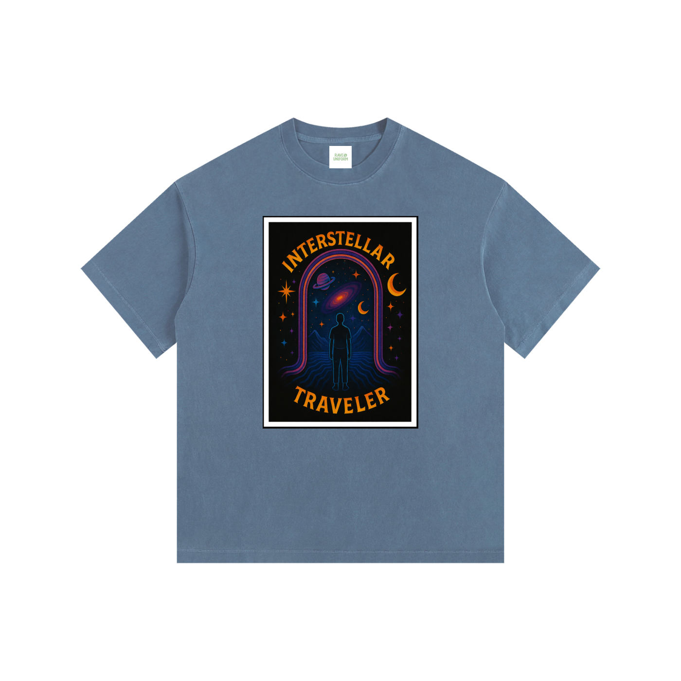Interstellar Traveller Oversized T-Shirt in Royal Blue by Rave Uniform
