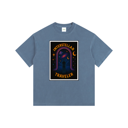 Interstellar Traveller Oversized T-Shirt in Royal Blue by Rave Uniform