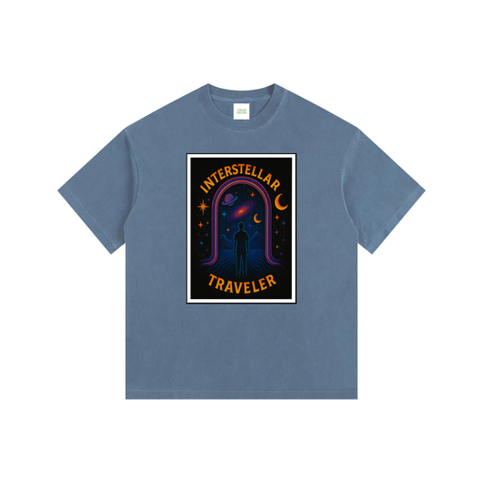 Interstellar Traveller Oversized T-Shirt in Royal Blue by Rave Uniform