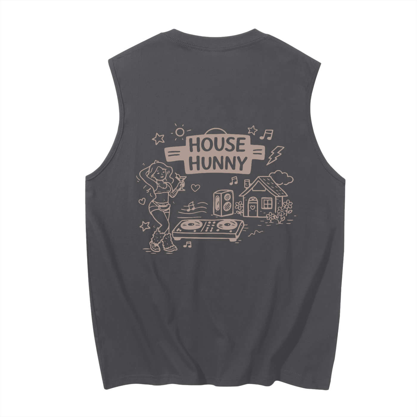 House Hunny Muscle Tank in Medium Grey alternate view by Rave Uniform