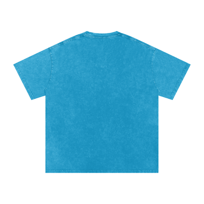 Vinyl Love Oversized Vintage T-Shirt in Lake Blue detail view by Rave Uniform
