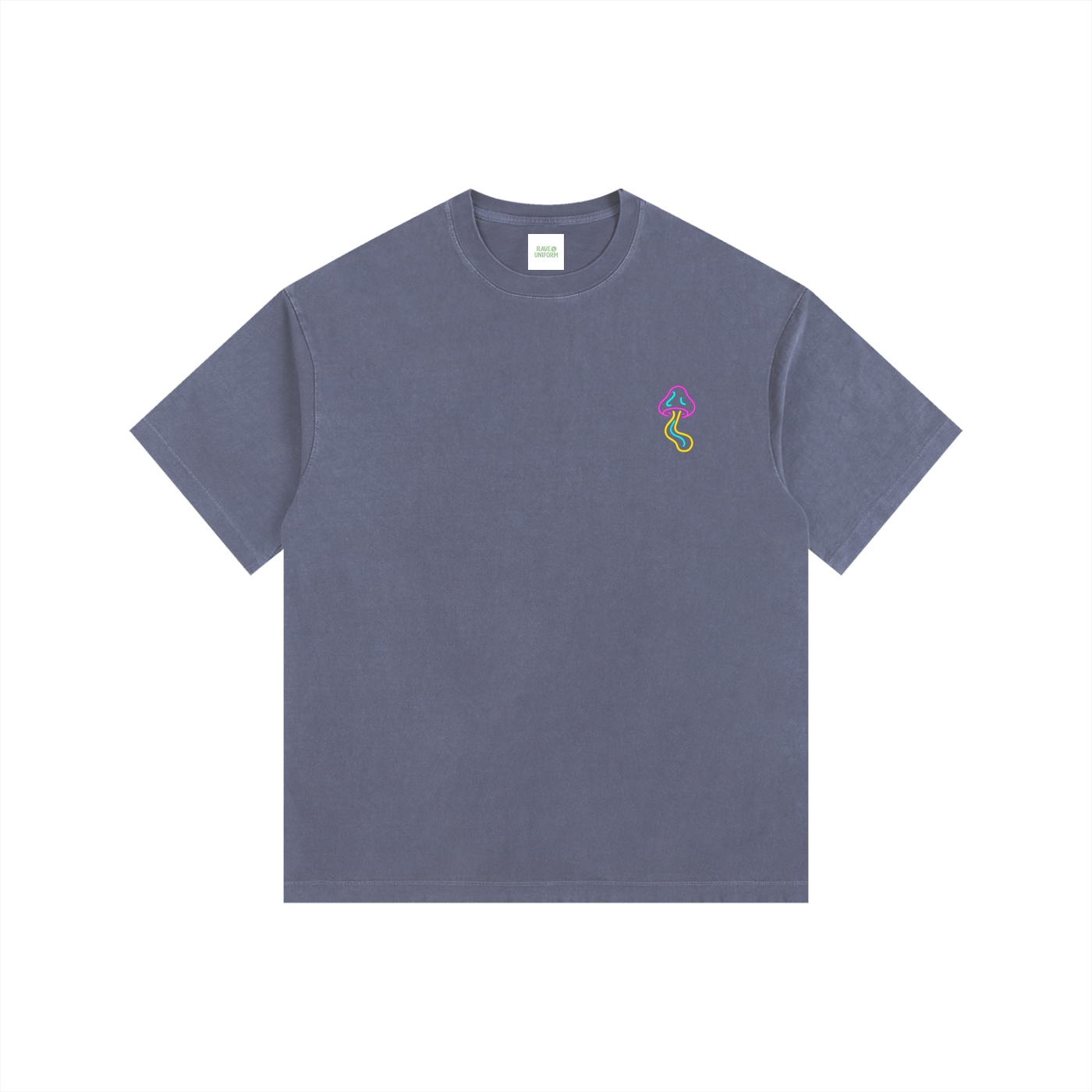 Glowing Mushroom Oversized T-Shirt in Navy Blue detail view by Rave Uniform