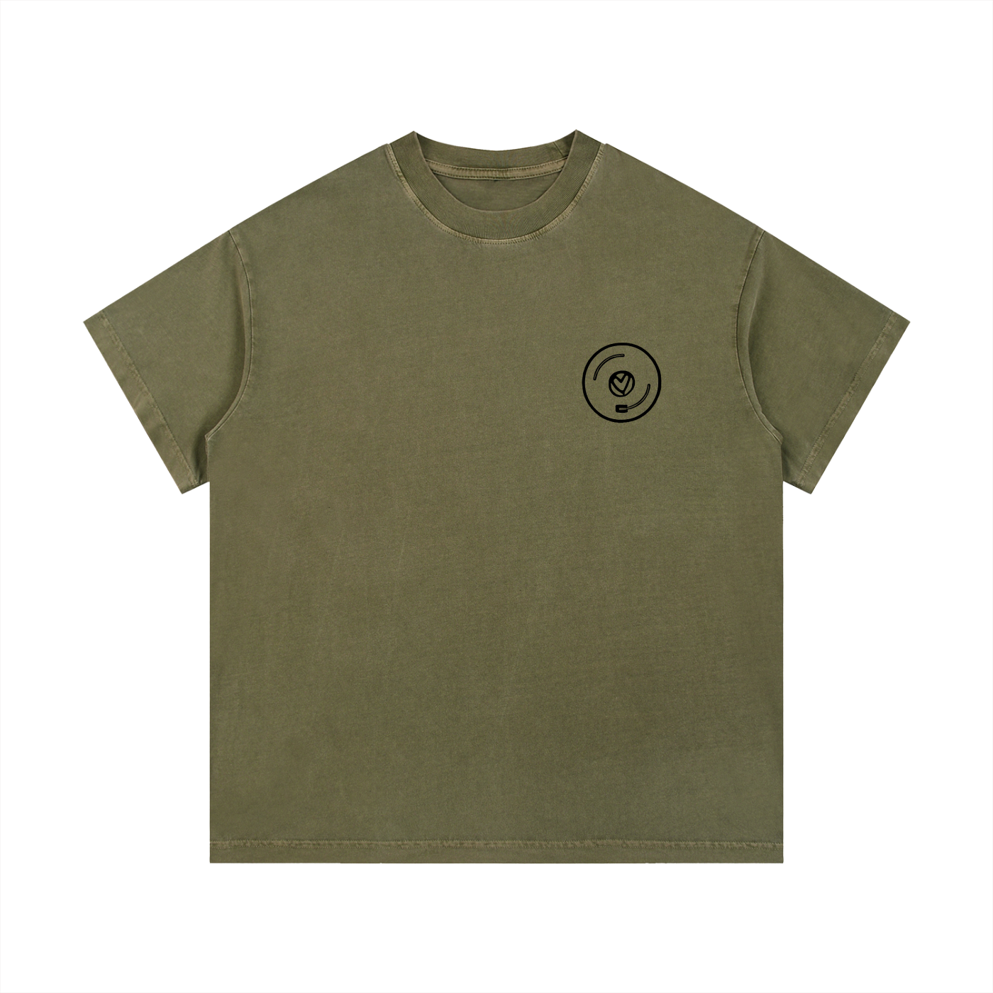 Vinyl Love T-Shirt in Army Green detail view by Rave Uniform