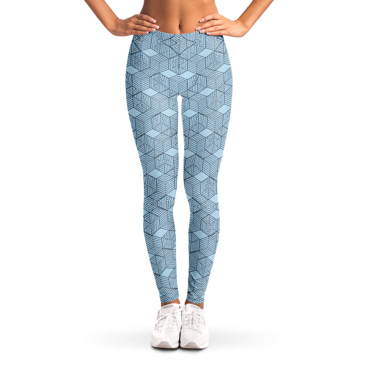 Geometric Cubes Leggings, front, on model