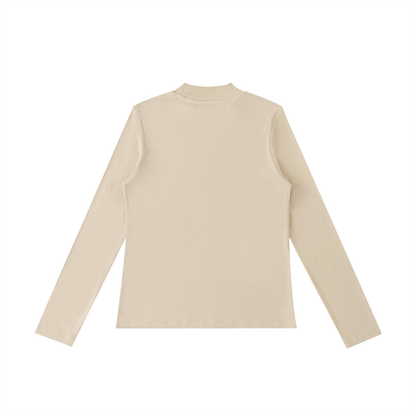 Essential Mock Neck Long Sleeve T-Shirt in Apricot alternate view by Rave Uniform