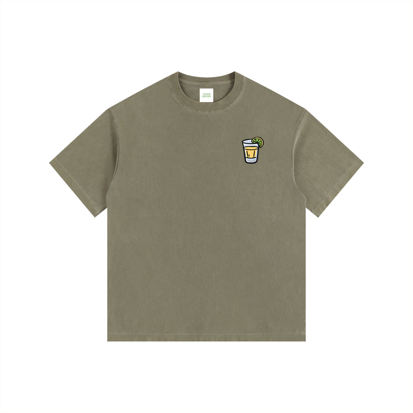 Techno & Tequila Oversized T-Shirt in Army Green by Rave Uniform