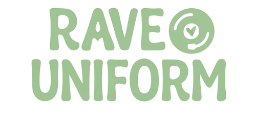 Green 'RAVE UNIFORM' logo on a white background