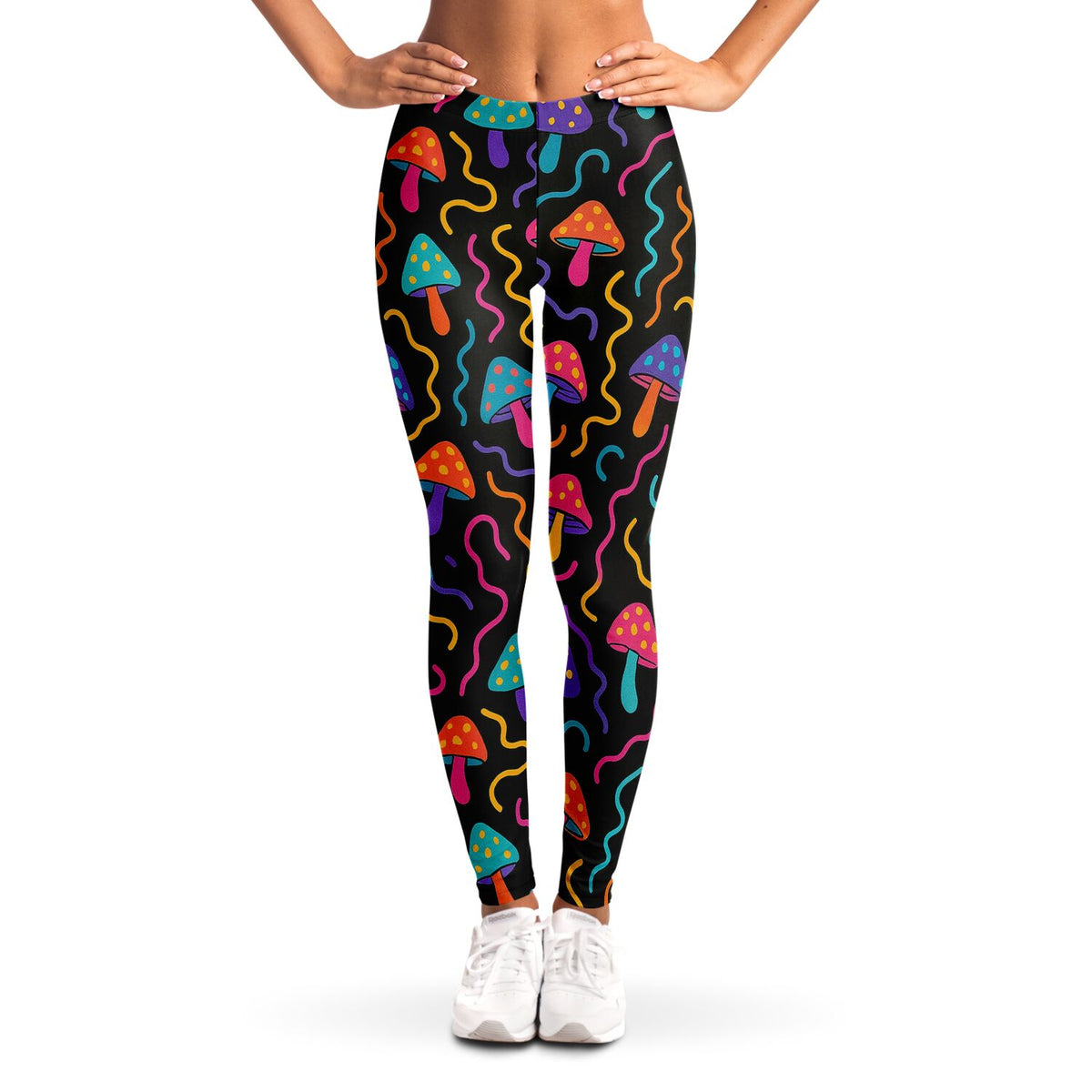 Mushroom Confetti Leggings, front, on model