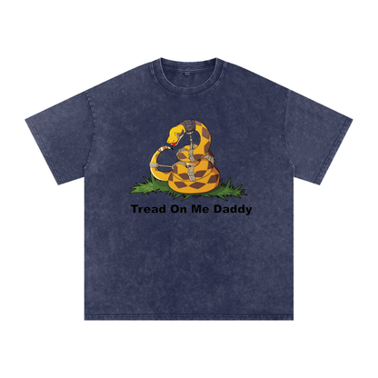 Tread On Me Oversized Vintage T-Shirt in Royal Blue detail view by Rave Uniform