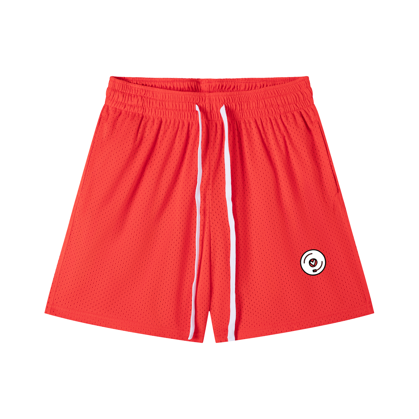 Vinyl Love Mesh Shorts in Orange detail view by Rave Uniform