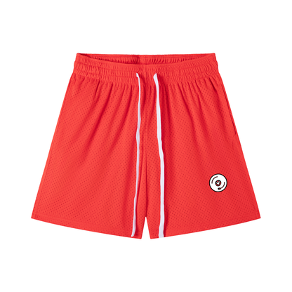 Vinyl Love Mesh Shorts in Orange detail view by Rave Uniform