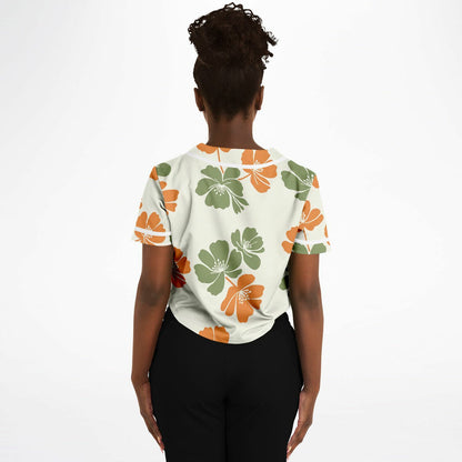 Floral Breeze Cropped Baseball Jersey, back, on model