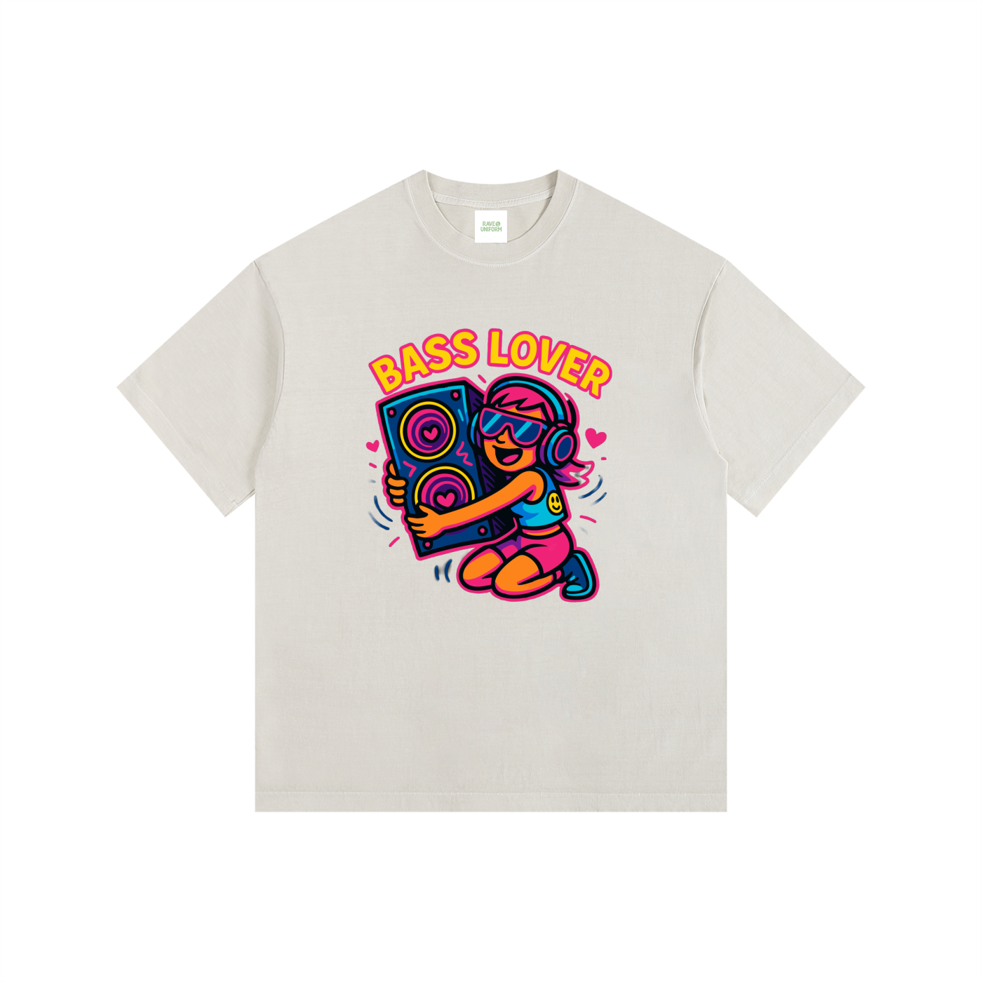 Bass Lover Oversized T-Shirt in Light Apricot by Rave Uniform