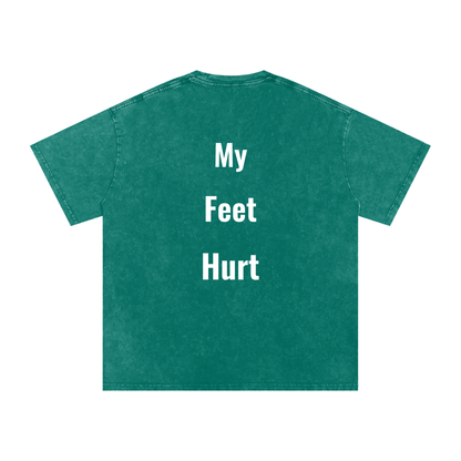 Feet Hurt Oversized Vintage T-Shirt in Dark Green detail view by Rave Uniform
