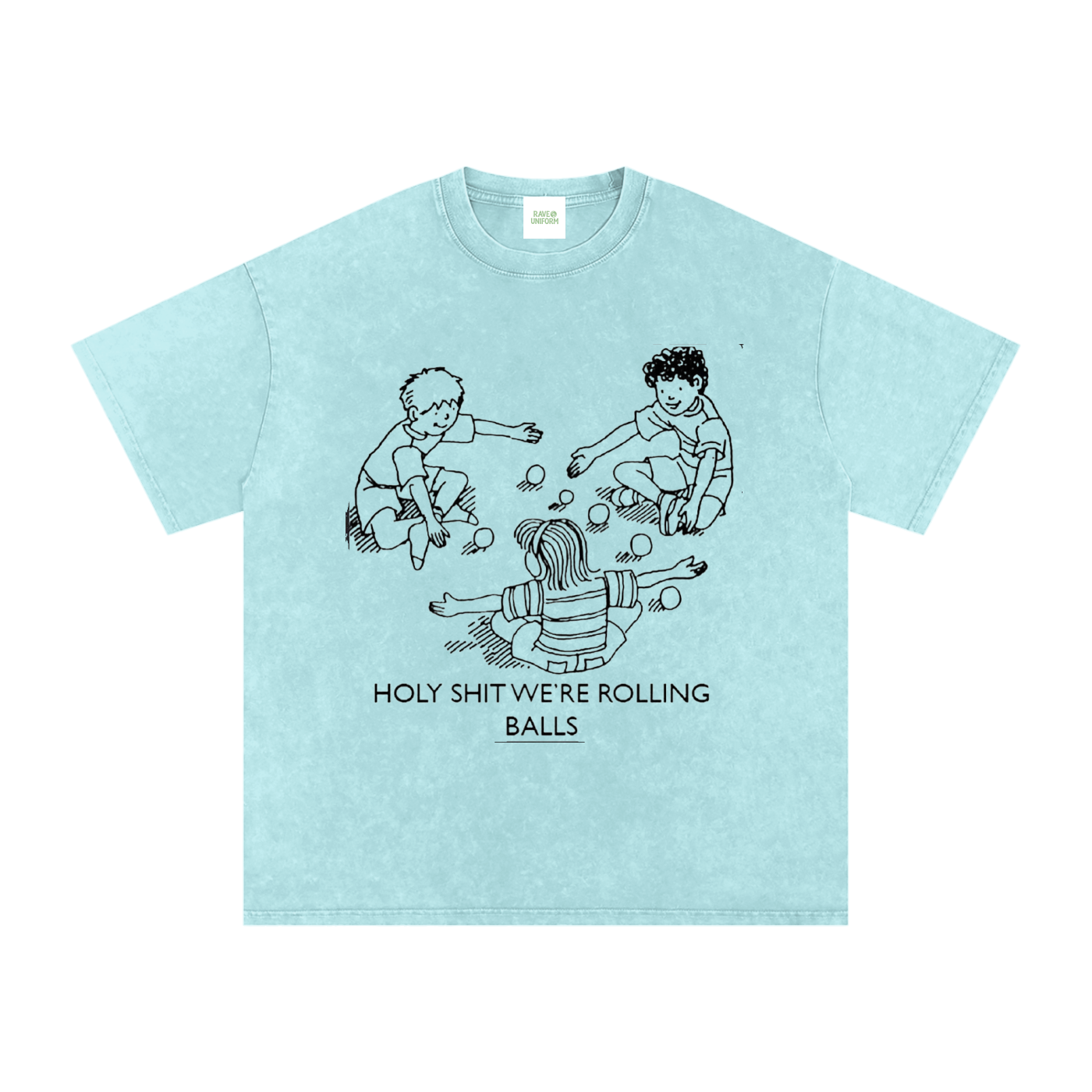 Rolling Balls Oversized Vintage T-Shirt in Water Blue by Rave Uniform